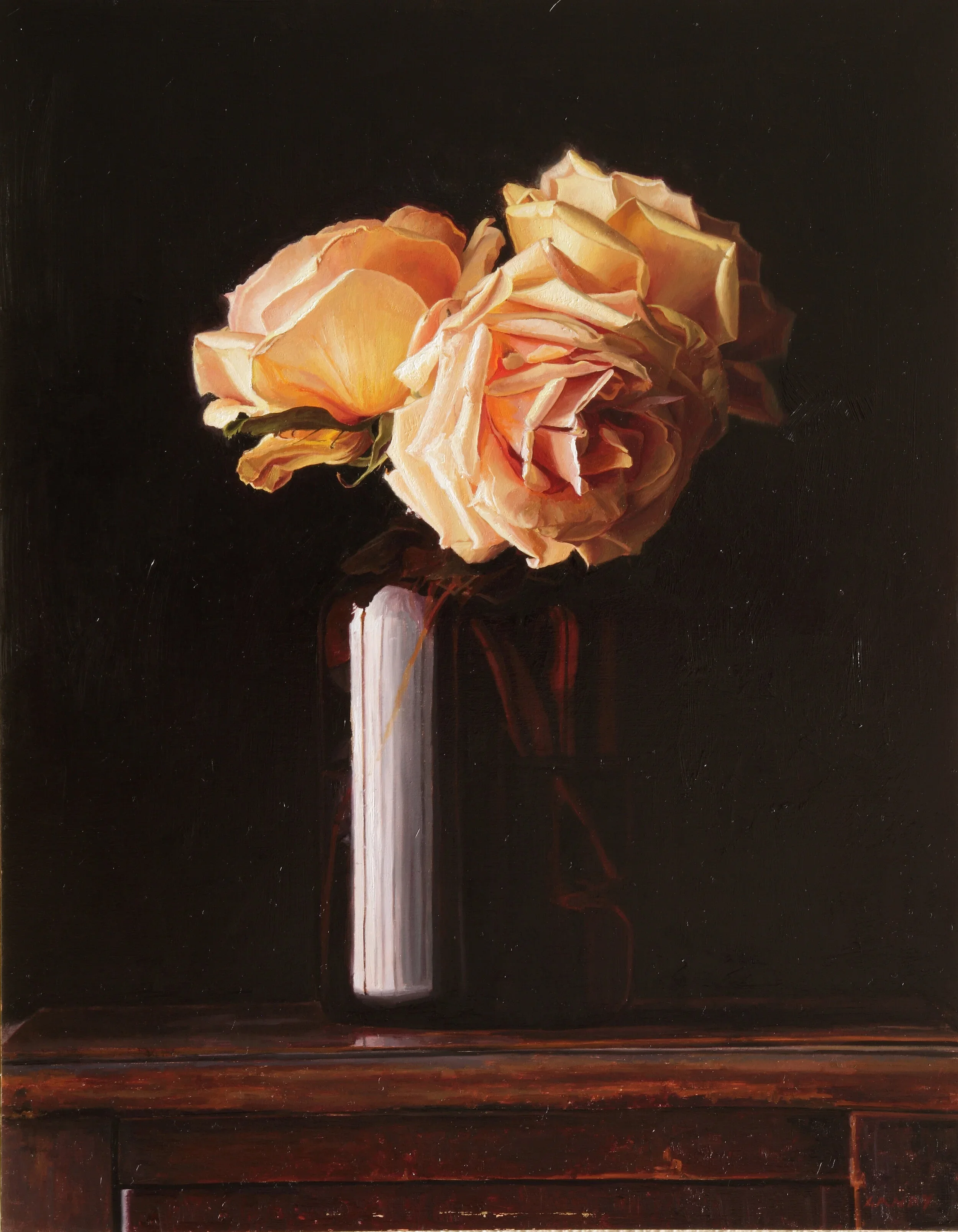 Pink Roses, 18inx14in, oil on panel