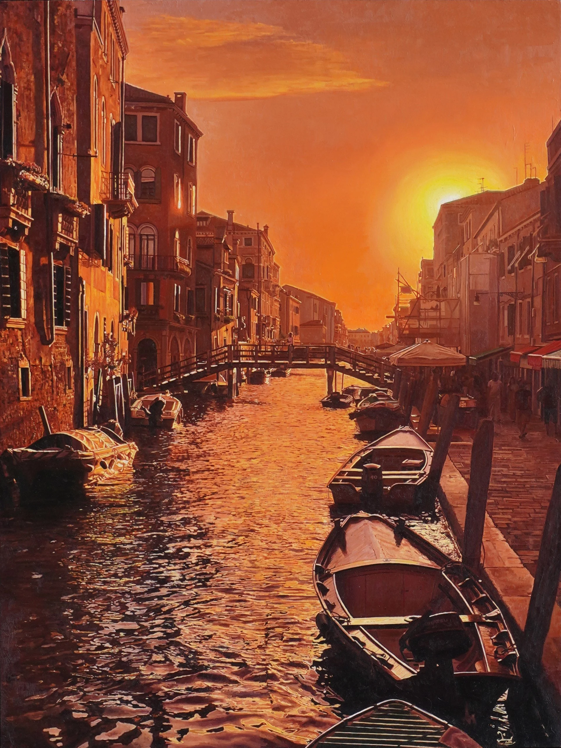  Sunset in Cannaregio, 48” x 36”, oil on canvas  Sold 