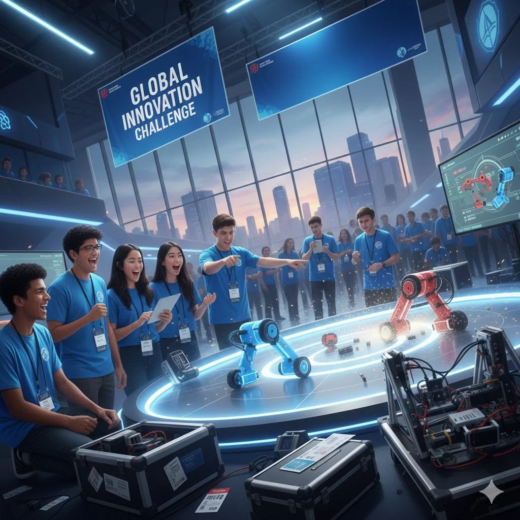 image showing students in a student STEM competition