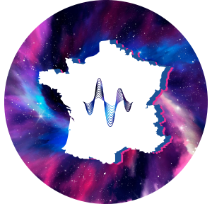 Silhouette de la France avec la vague sonore du logo REVV