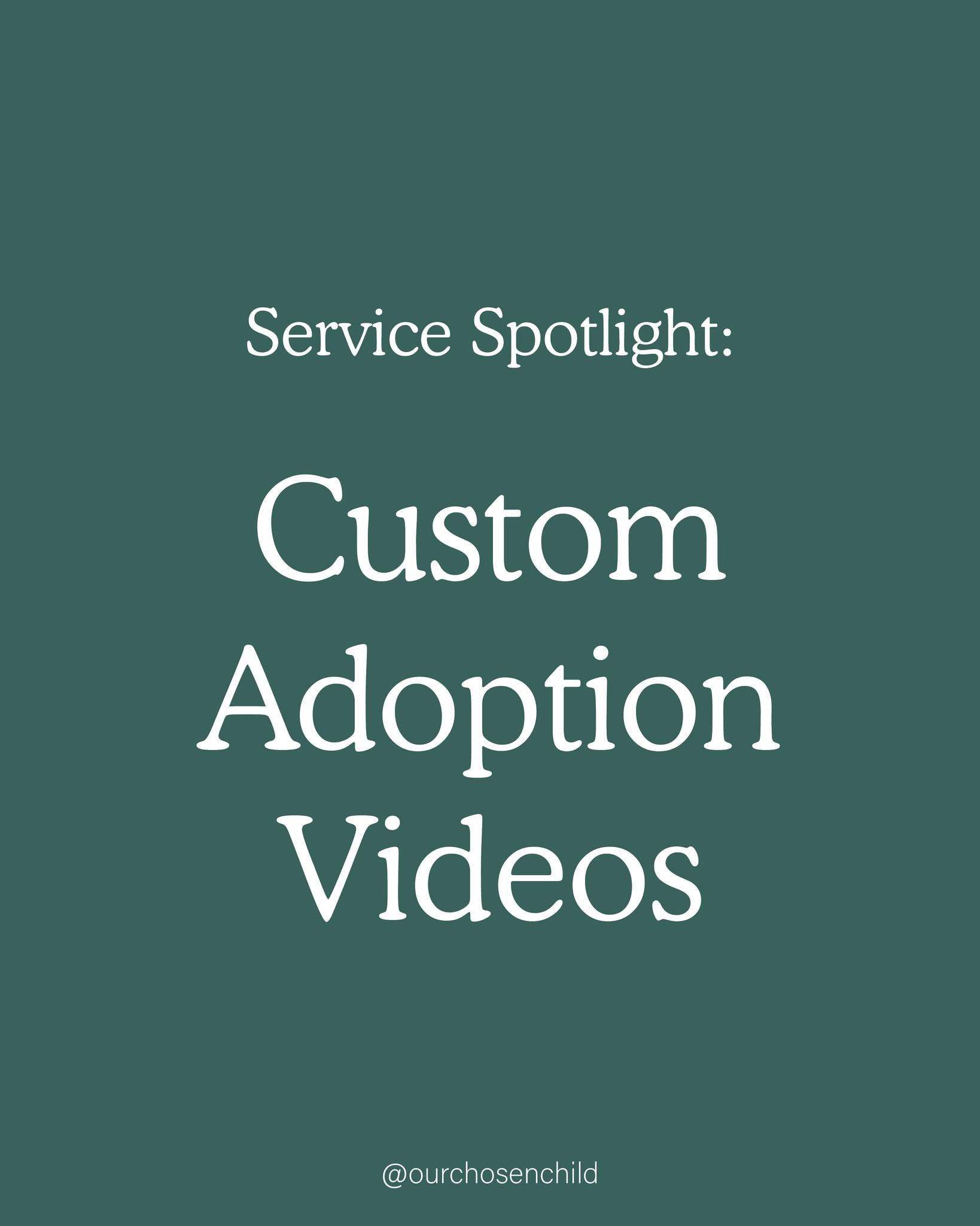 This month&rsquo;s service spotlight is our custom adoption videos! Video is becoming one of the most powerful ways to connect with expectant parents online. 

In honor of Adoption Awareness Month, we&rsquo;re offering 10% off all adoption videos pur