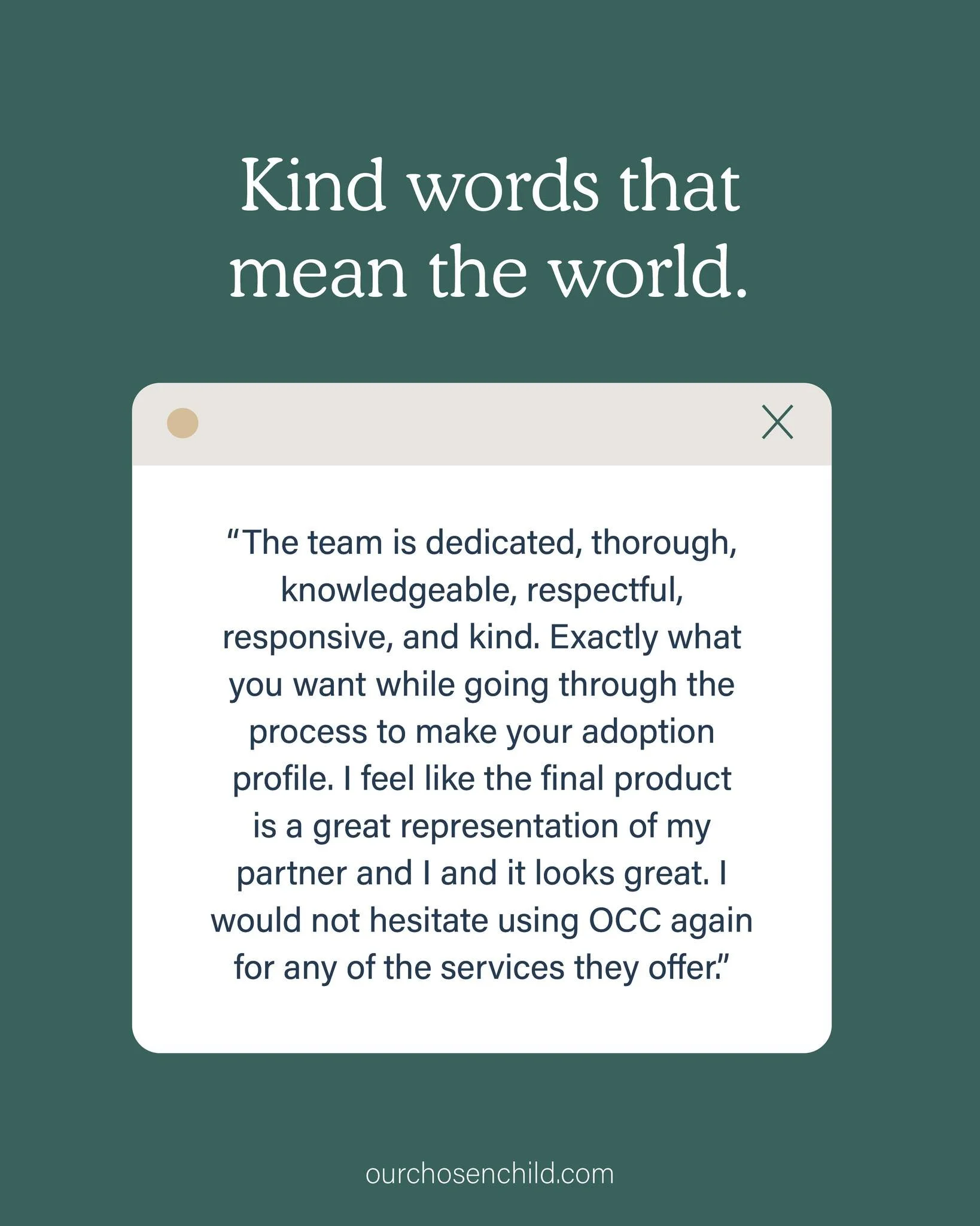 We're honored to support such wonderful families on their journey. Thank you for the kind words! They mean more than you know.

#OurChosenChild #Testimonial #ClientLove #AdoptionProfileDesign #KindWords