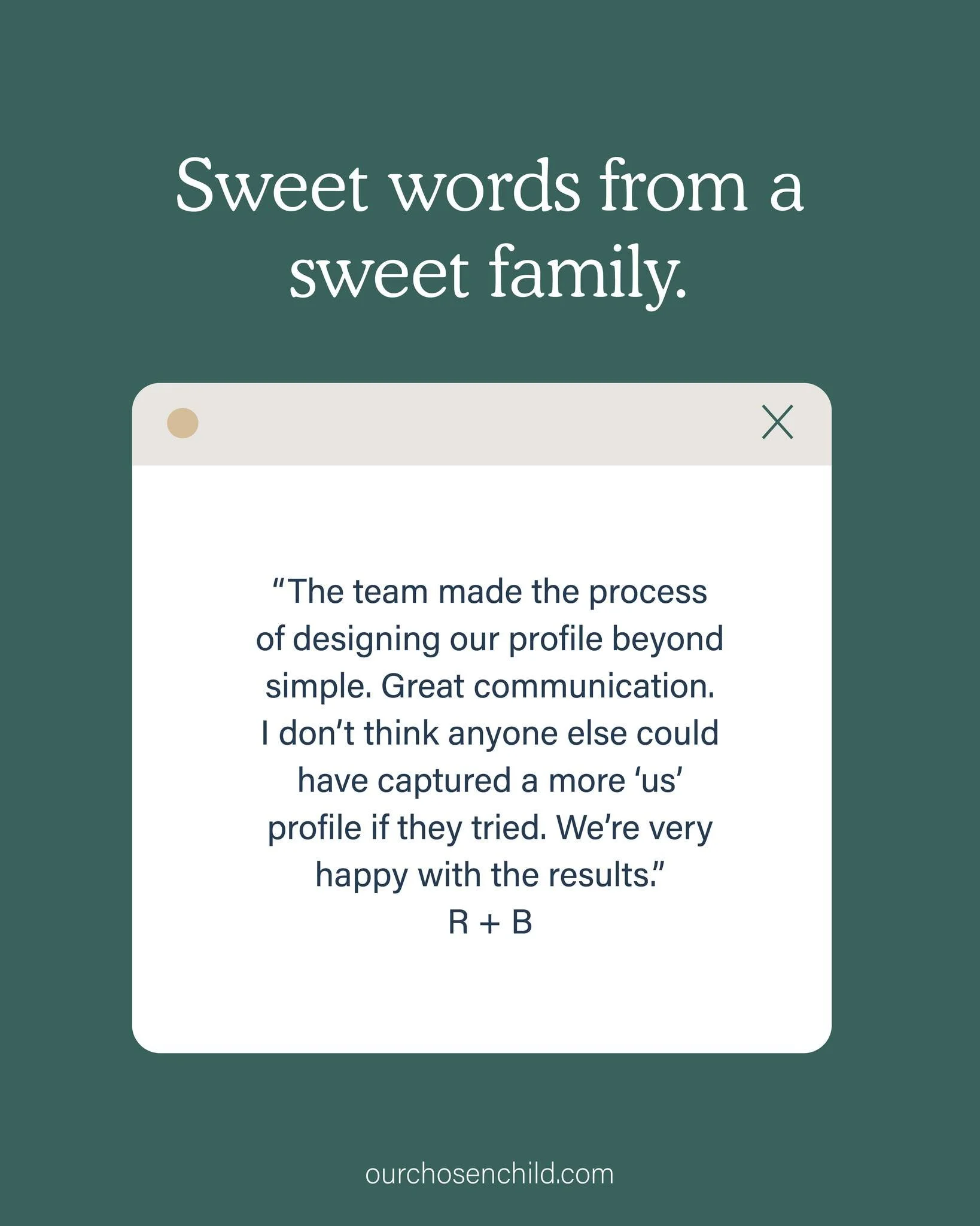 &ldquo;The team made the process of designing our profile beyond simple. Great communication. I don't think anyone else could have captured a more 'us' profile if they tried. We're very happy with the results.&rdquo; &ndash; R + B

We love helping fa