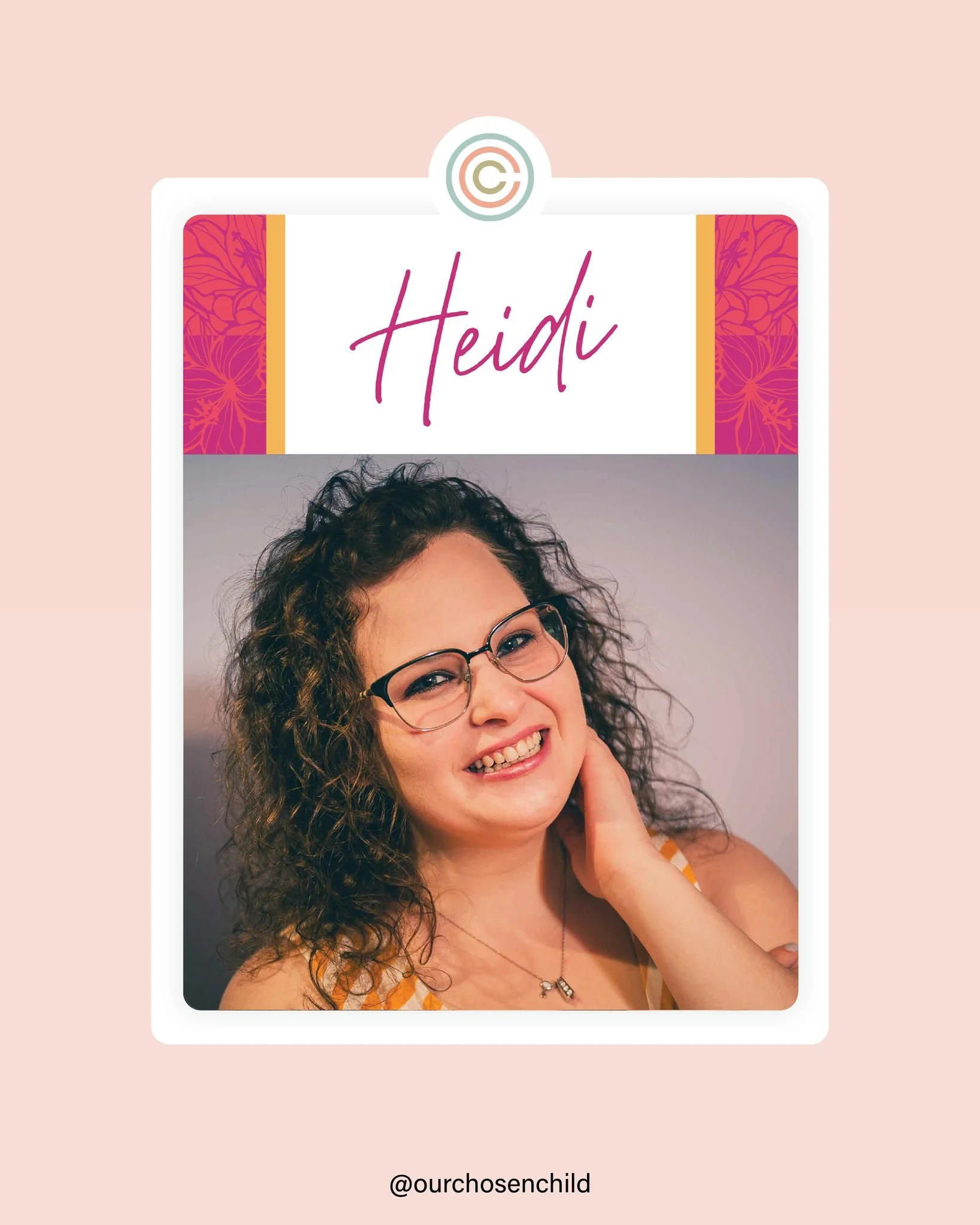 Heidi&rsquo;s profile is full of warmth and personality, featuring jewel pink and orange tones, playful script headings, and a welcoming design that feels both joyful and inviting. From vibrant color choices to sweet moments with her adorable dog, ev