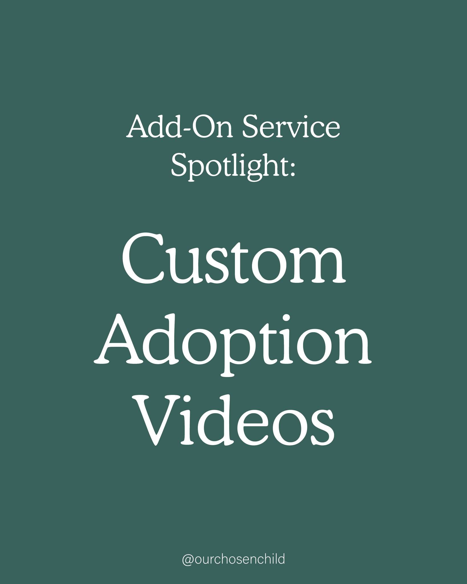A custom adoption video captures your warmth and energy in a way photos and text alone can&rsquo;t. Through meaningful clips and your own words, we bring your story to life with authenticity and heart.

We guide you from scripting to final edit so yo