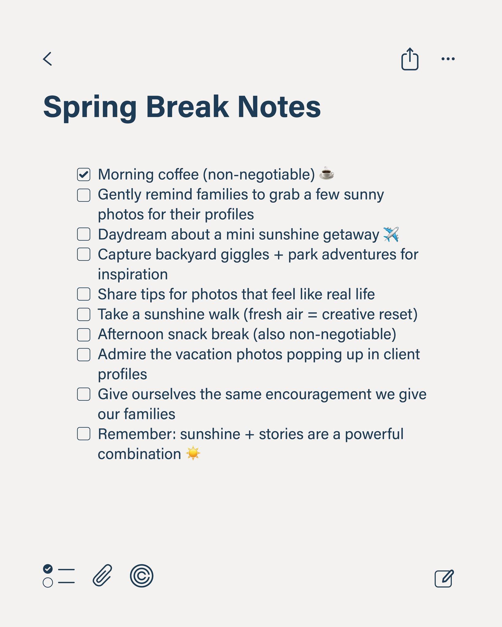 Spring break energy just hits different ☀️ From enjoying your morning coffee on the porch to backyard bubbles and park adventures, we love it all! 

This is your gentle reminder to take the photo. Not perfectly posed. Not professionally styled. Just 