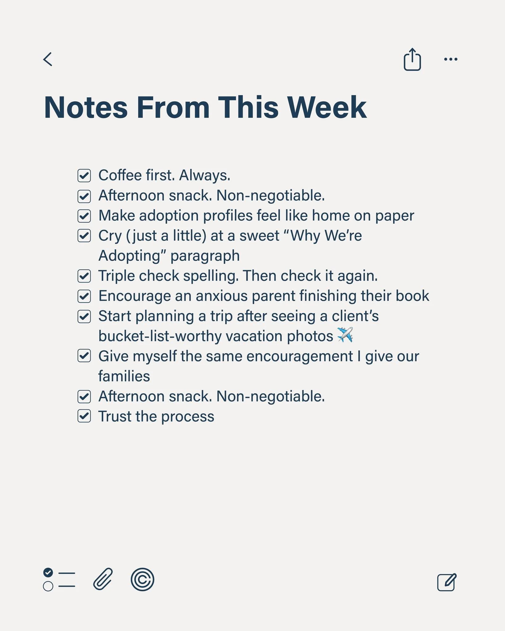 Creating adoption profiles isn&rsquo;t just design work. It&rsquo;s storytelling, hope-holding, and sometimes rereading a paragraph until it feels exactly right.

These are a few notes from this week, filled with coffee, content planning, meaningful 