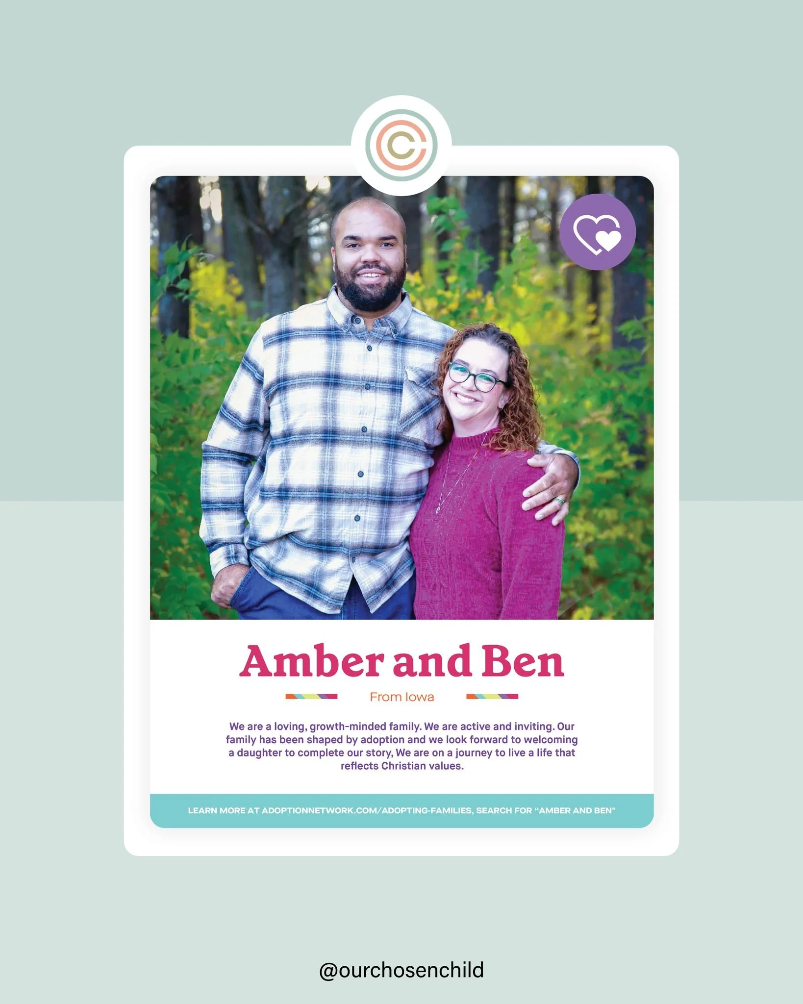 Friday Featured Family 🤍 We&rsquo;re so excited to share Amber + Ben&rsquo;s bright, joy-filled adoption profile this week! Their love for the outdoors shines through in every photo, full of adventure and the sweet everyday moments that make their f