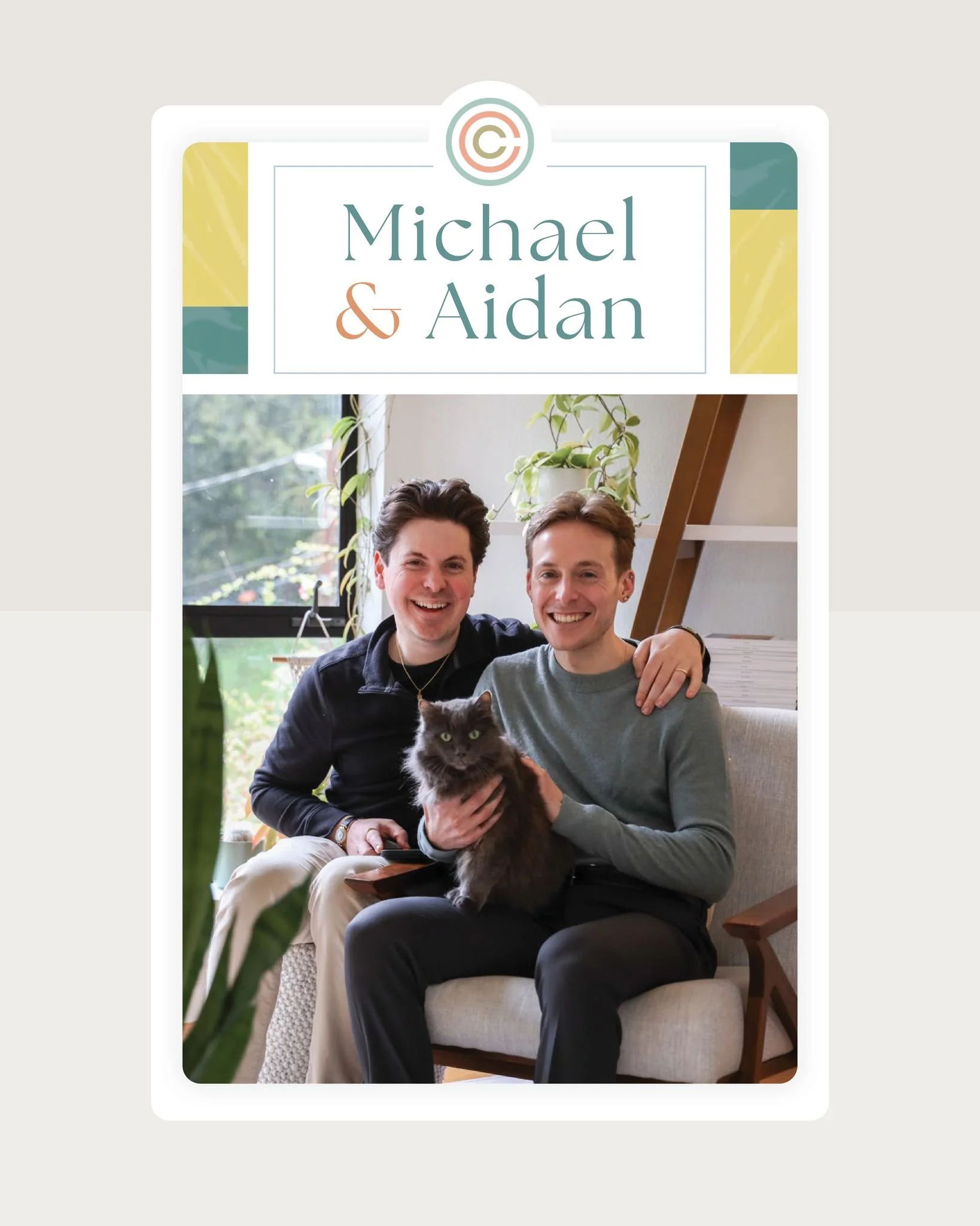 Meet Aidan and Michael! 🤍

Inspired by their fun-loving personalities, this beachy profile design is filled with warmth, adventure, and heart. From their love of travel and trying new foods to cozy mornings with their cat Torple, every page was thou