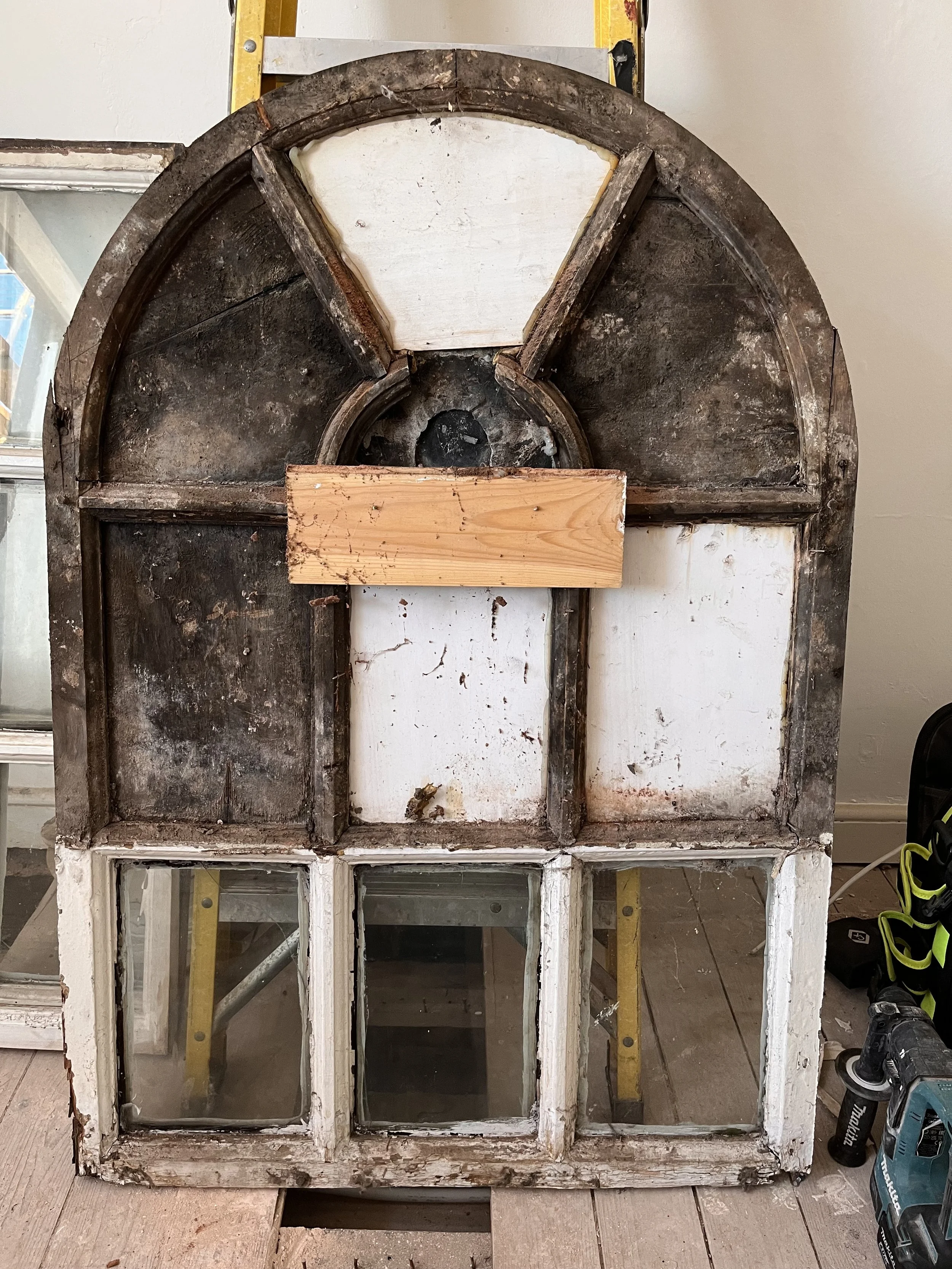 Damaged and decayed window ready for restoration