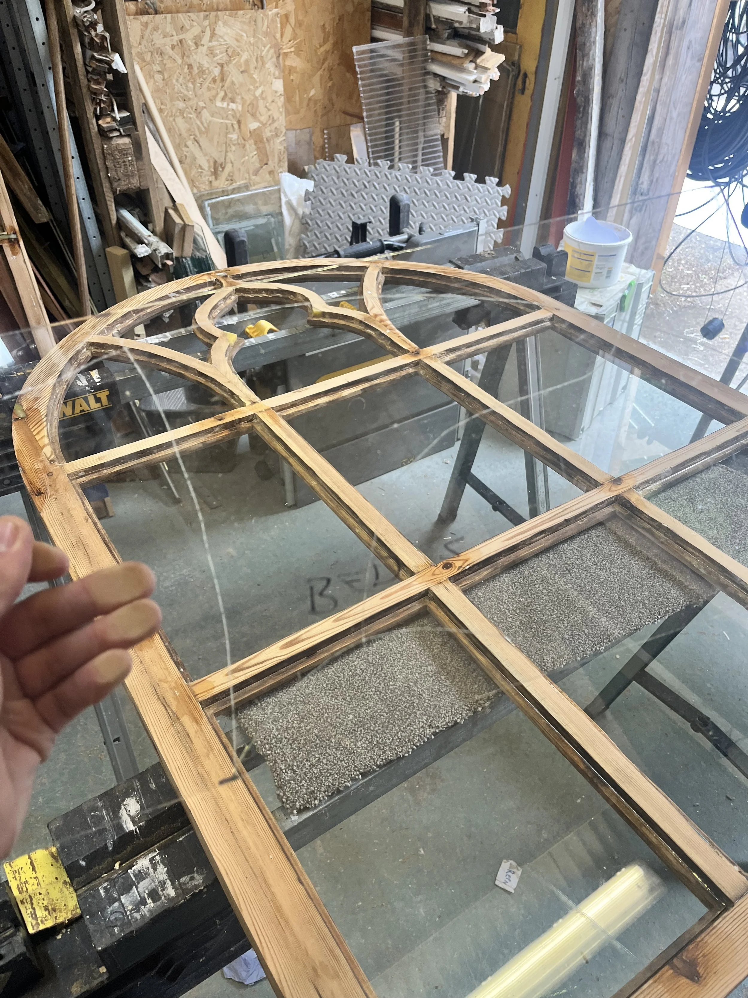 New glass being cut in