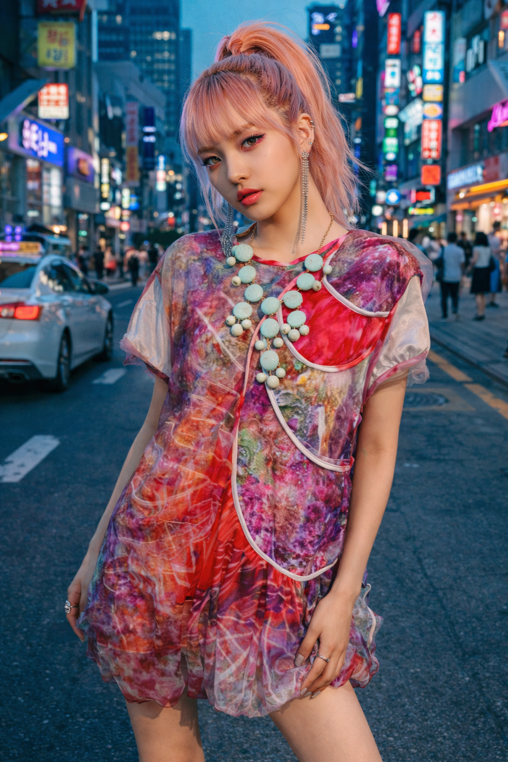 Vintage Tsumori Chisato dress K-pop style in Seoul
Layered panel construction with soft sculptural edging
Light, springingy movement in both fabric and feel
Like wearing a painting in motion
Sheer over cotton under-layer