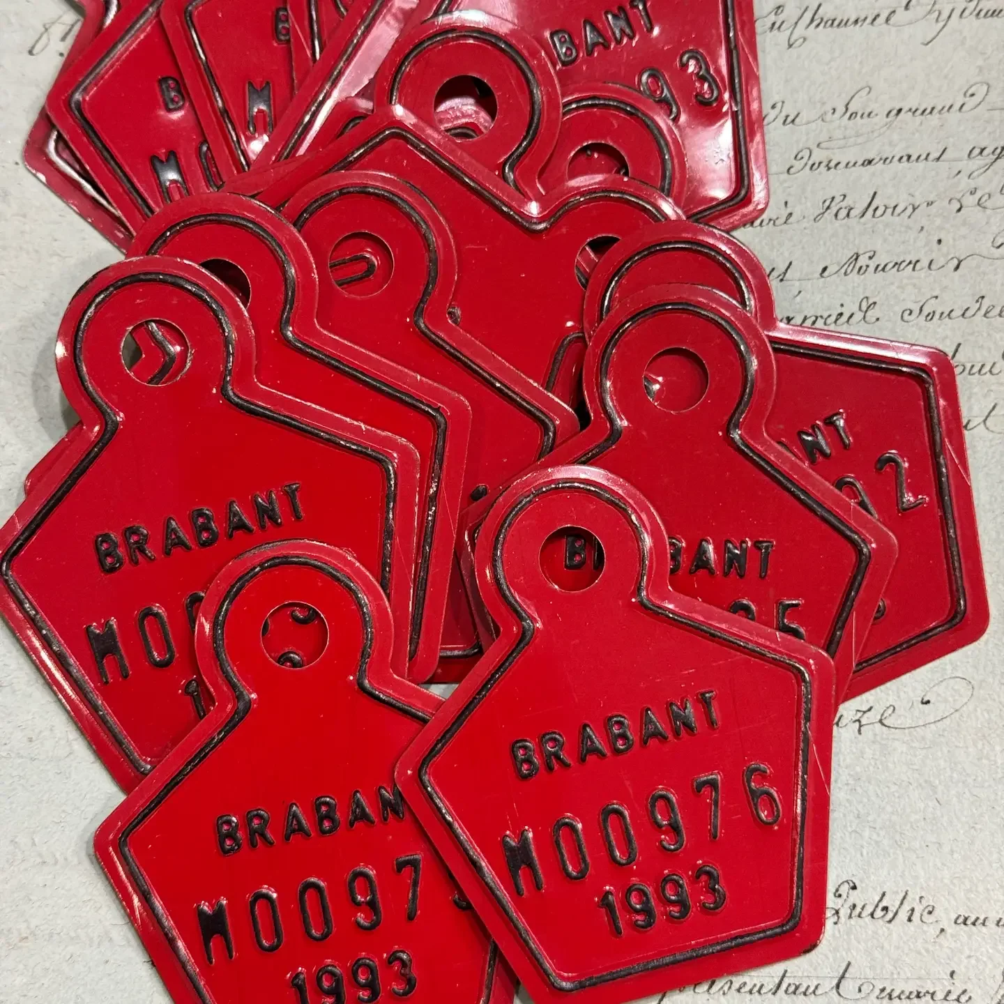 Antique Belgium bike plates.  So cool.  