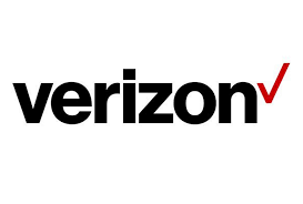 Verizon logo with black text and red checkmark