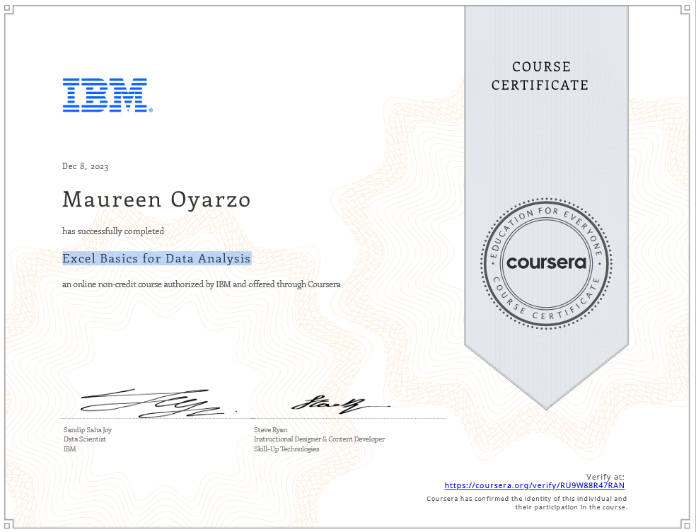 IBM Excel Basics for Data Analysis 2023