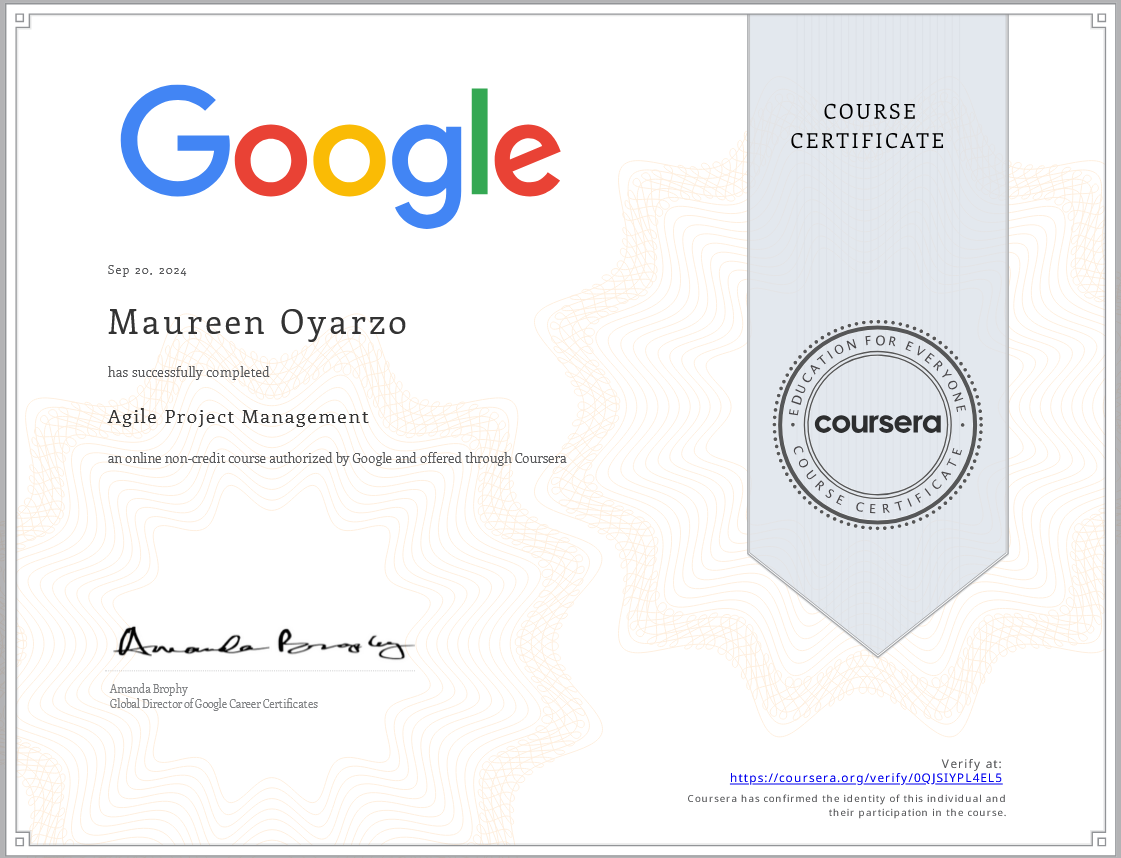 Google Agile Project Management 2024