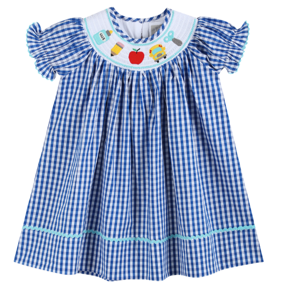 Gingham School Smocked Dress