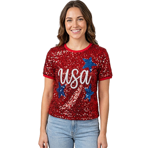 PRE-ORDER Sparkly USA Adult Tee