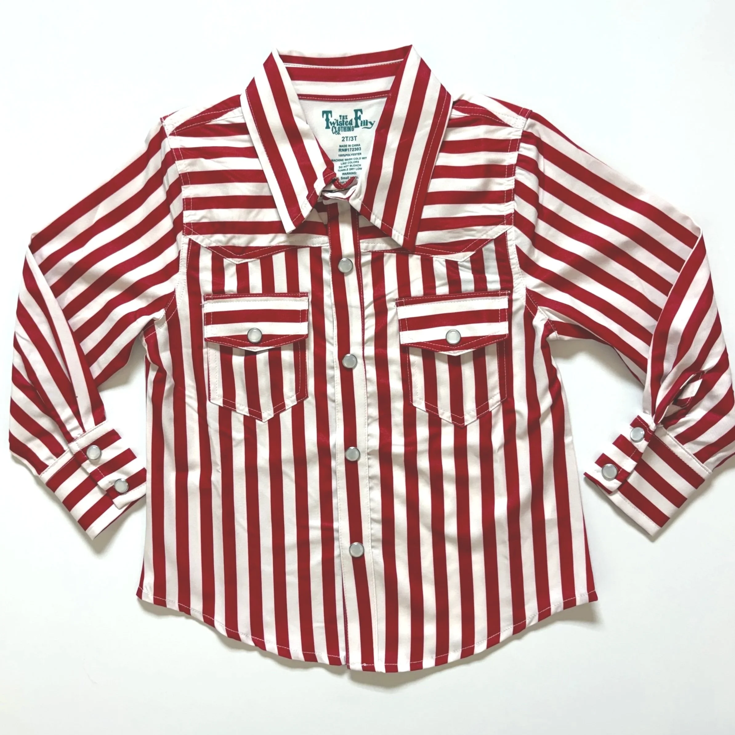 Red striped pearl snap
