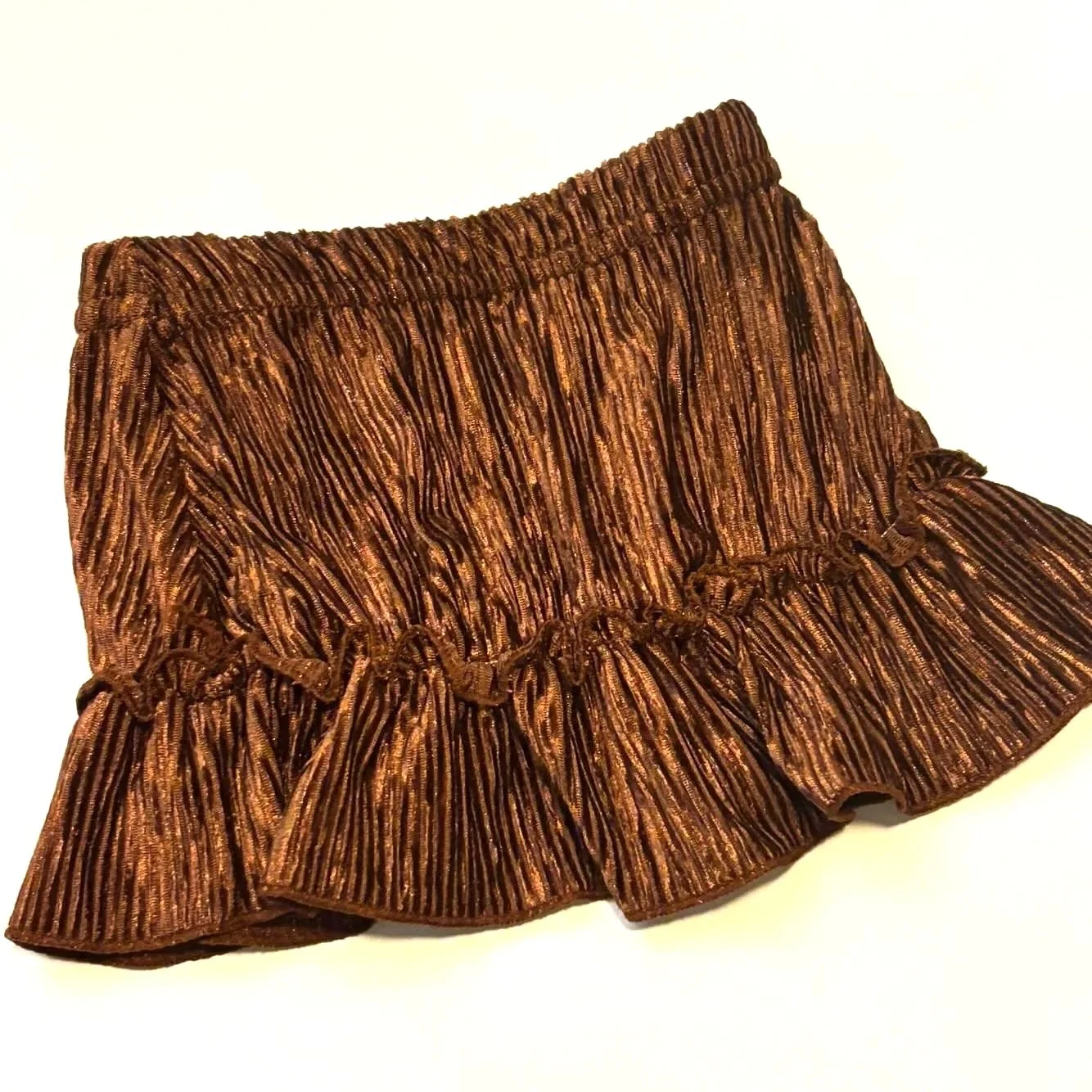 Cocoa Pleated Velvet Skirt
