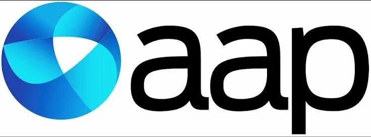 Logo of AARP with a blue circular icon and black text.