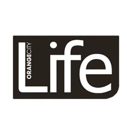 Logo for Orange City Life, featuring the word 'Life' with stylized 'i' and 'f' and the word 'Orange City' vertically aligned next to the 'L'.
