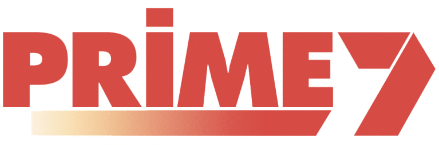Logo of Prime7 with red text and an arrow-like design in red and beige.