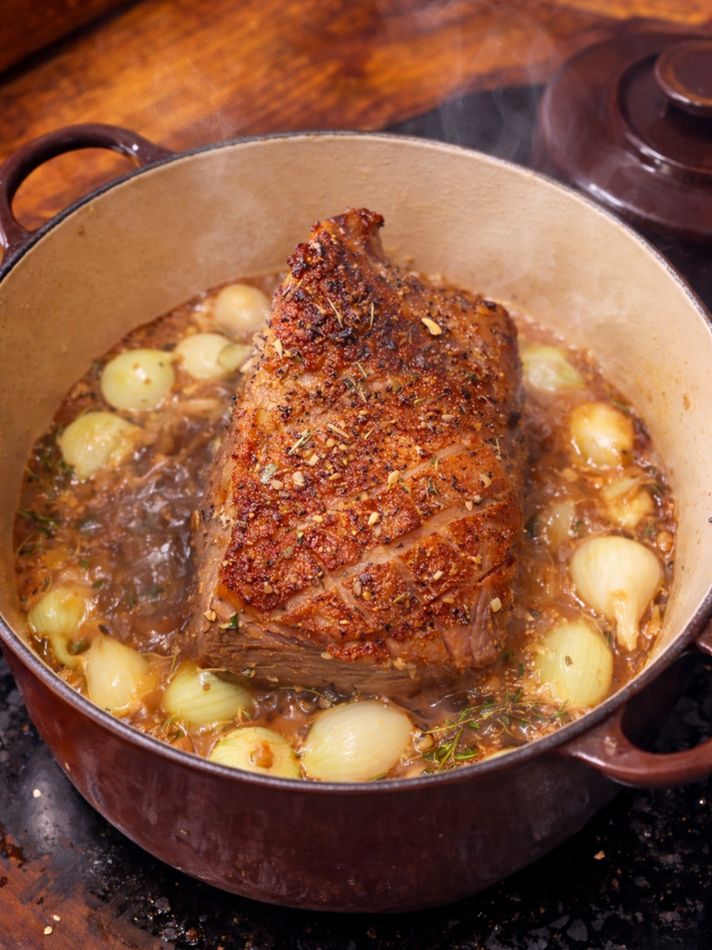 Herb Infused Pot Roast with Black Garlic