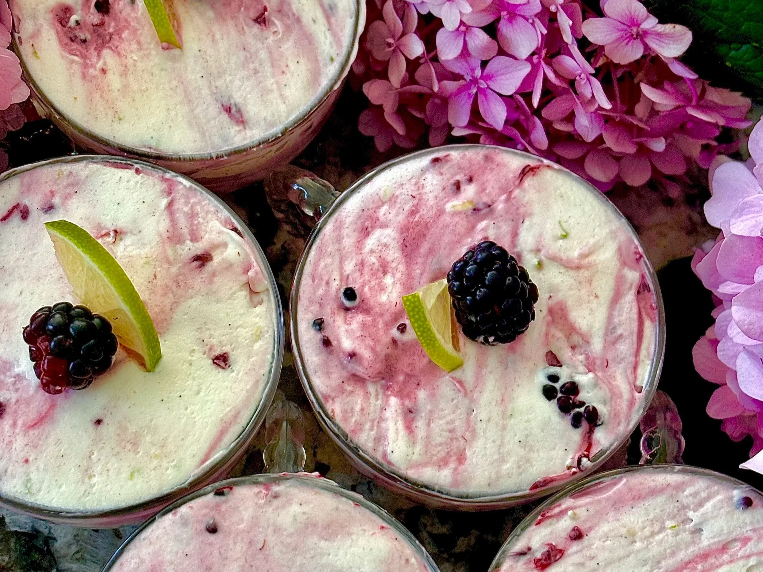 No Bake Blackberry Lime Cheesecakes