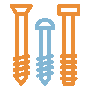 Outline icon of nails and screw for carpentry or hardware interface