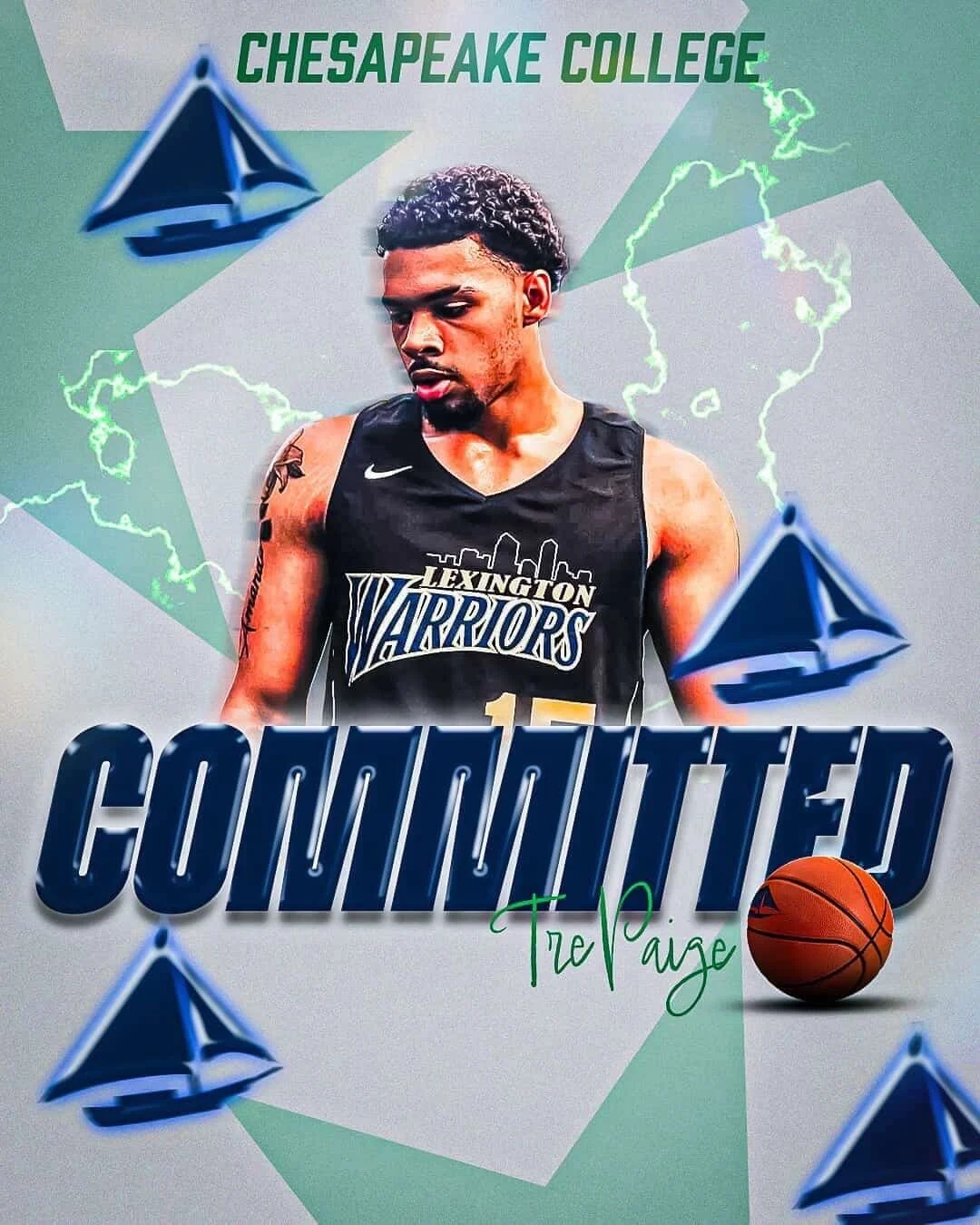 Tre Paige, 6'3 G at D2 NJCAA Chesapeake College - Native of Kentucky