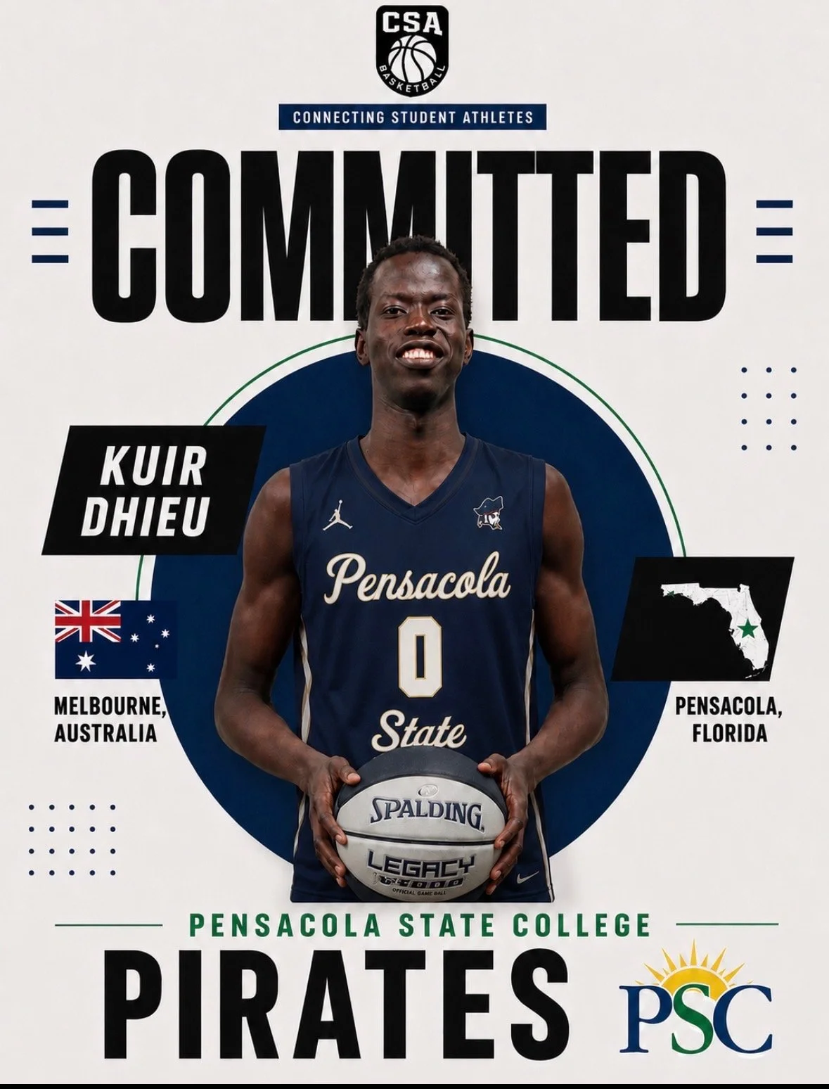 Kuir Dhieu 6'9 F at Pensecola State College - Native of Australia 