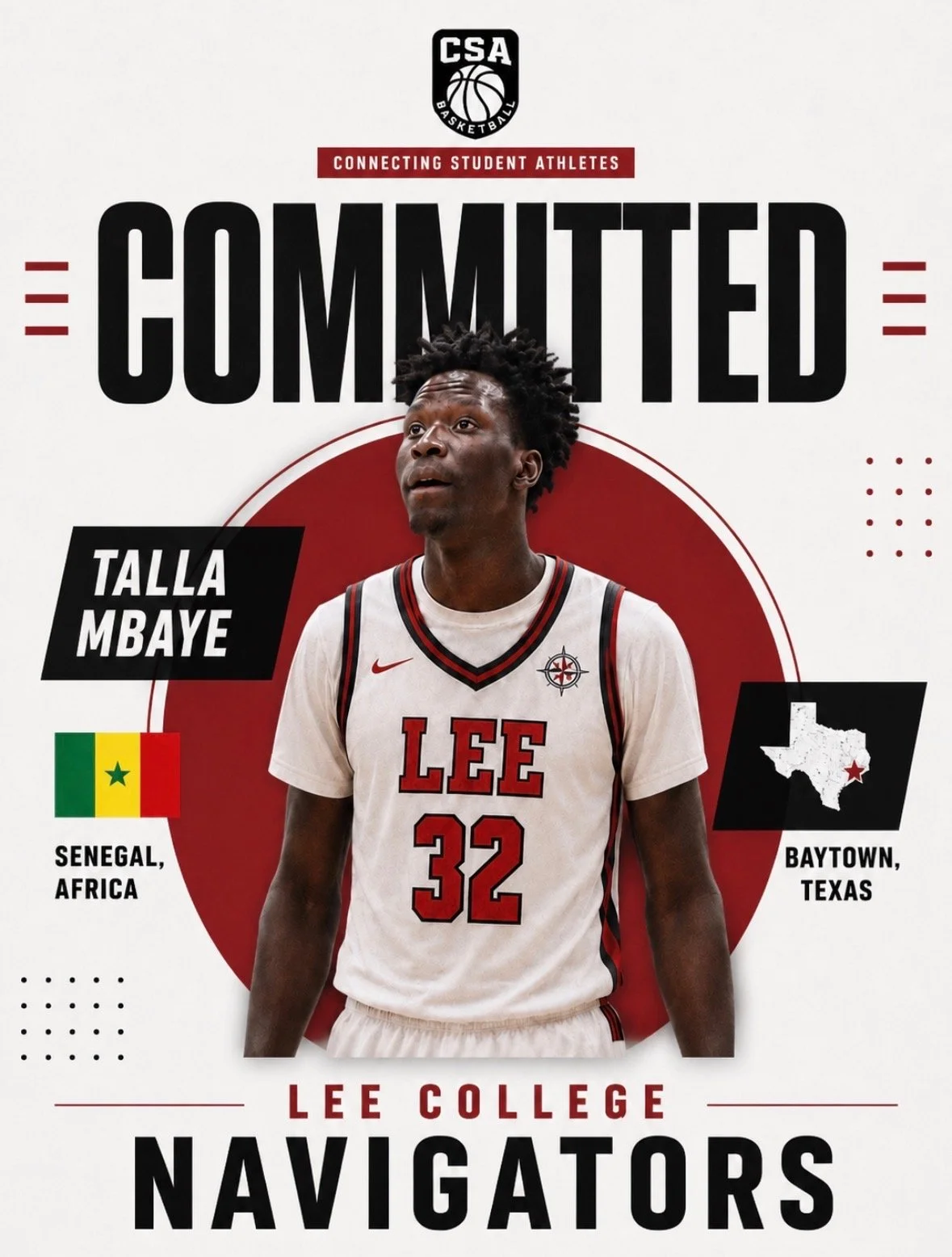Talla Mbaye 6'11 PF/F at Lee College - Native of Senegal