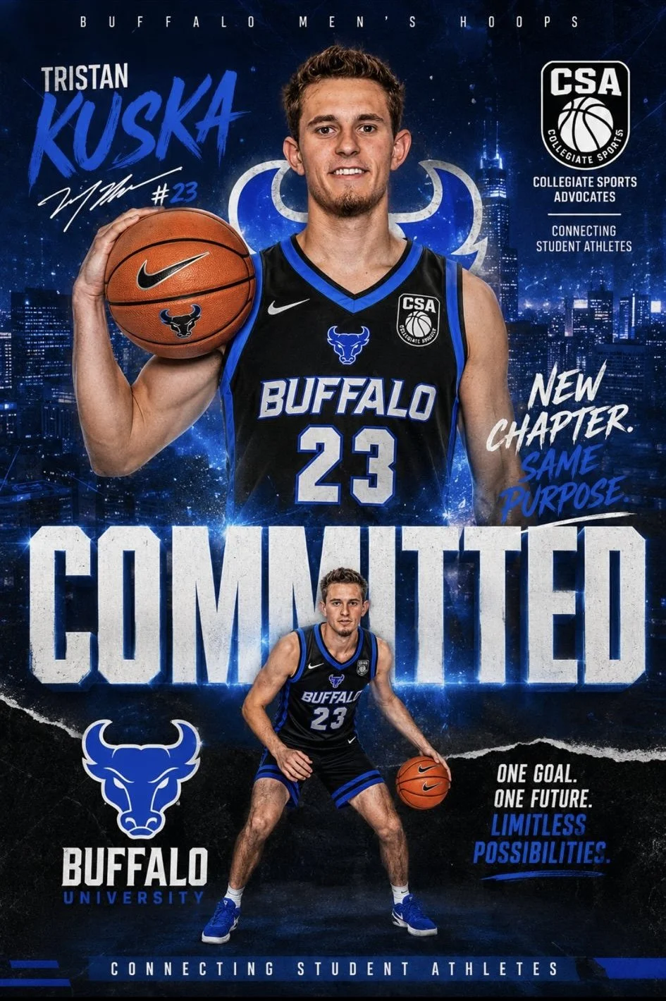 Tristan Kuska 6'10 PF/C at D1 Buffalo University - Native of Germany