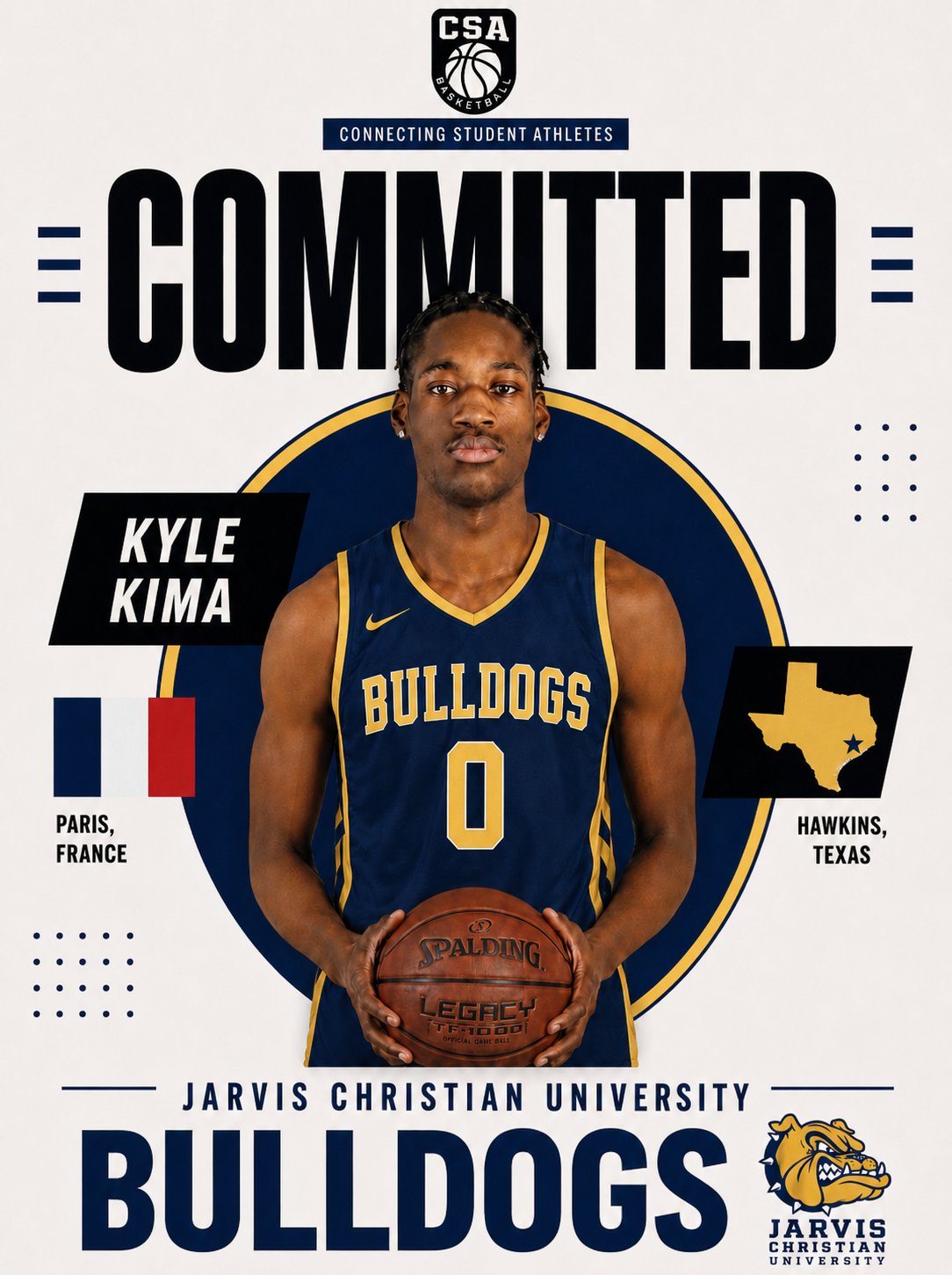 Kyle Kima 6'8 W/F at Jarvis Christian University - Native of France