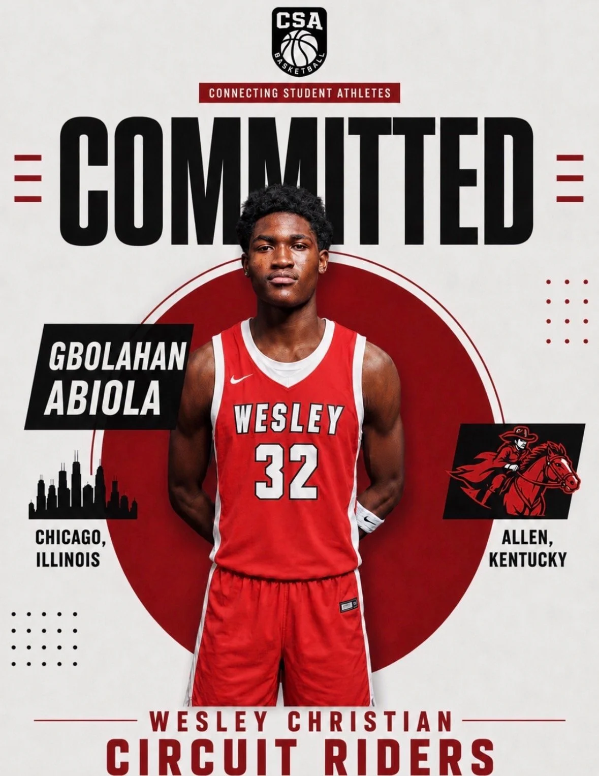 Gbolahan Abiola 6'7 W/SF at Wesley Christian Circuit Riders - Native of Nigeria