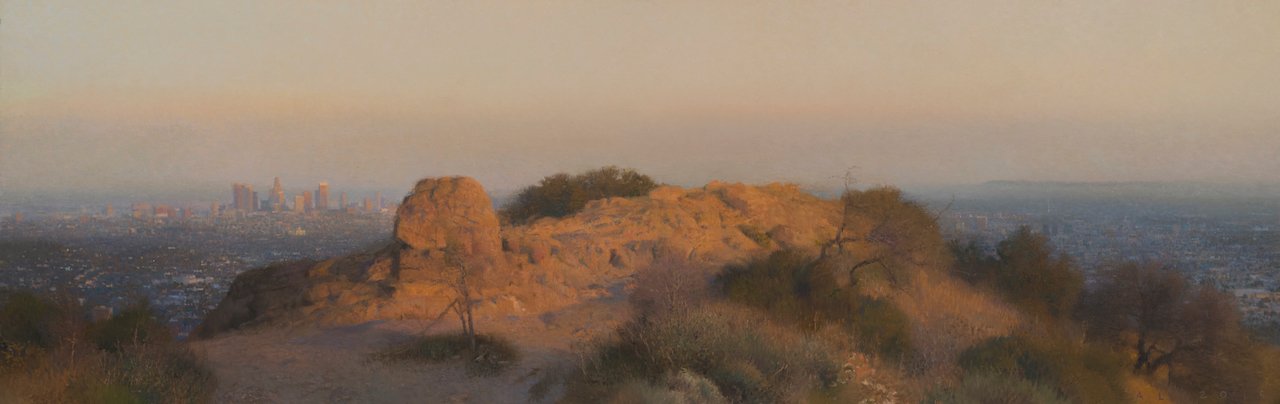 Last Light, Griffith Park 2015 23" x 72" oil on canvas