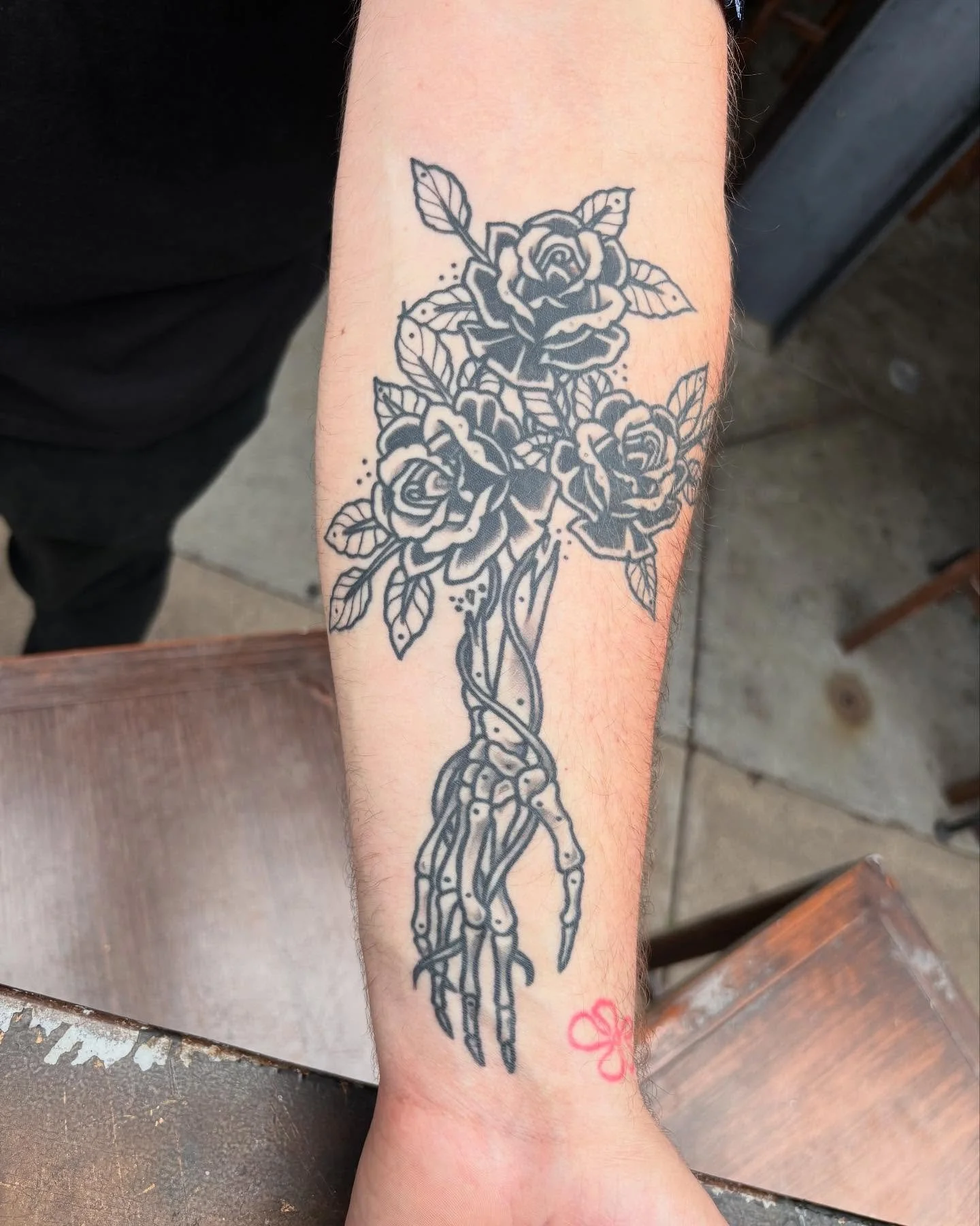 Healed skeleton hand and flowers for my man Tommy 

Thanks dude 👍🏼🙏🏼

Made @black_oak_tattoo 

Please email for appointments 

-mason.alexander.art@gmail.com-