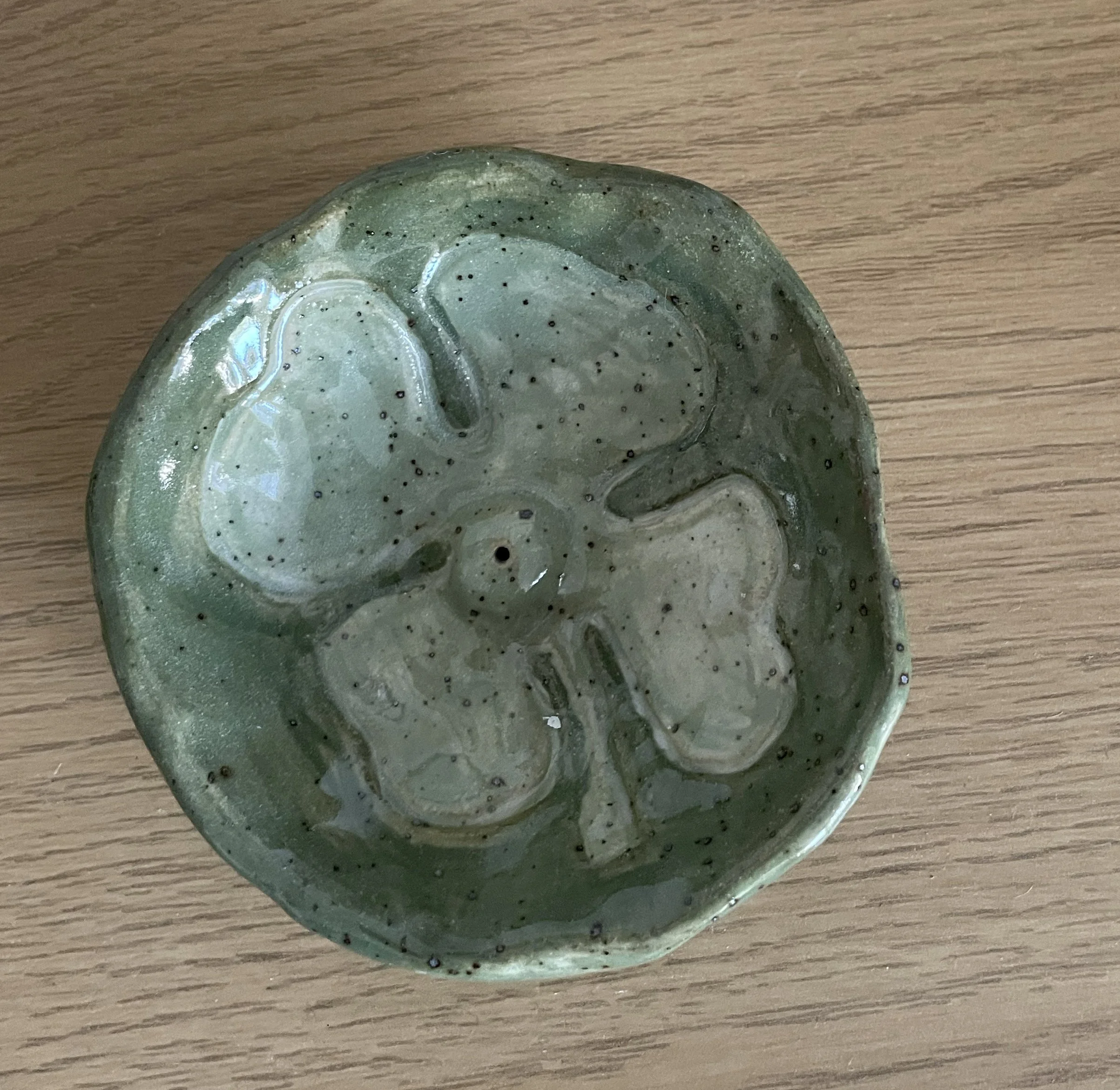 Green Clover Incense Holder