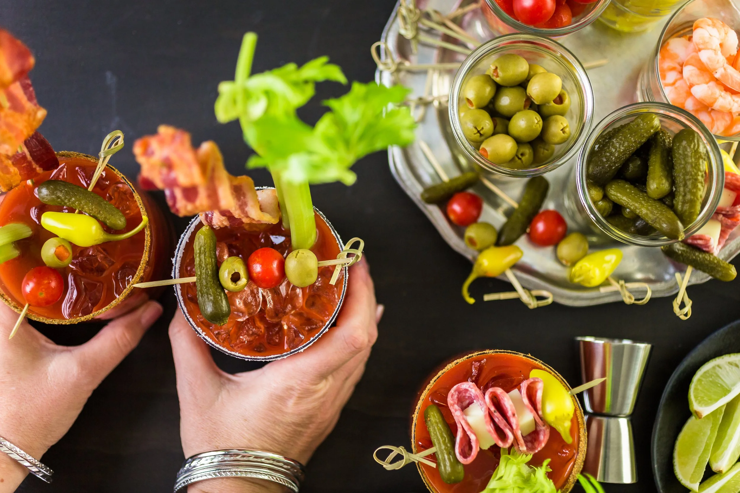 Bloody Mary Cocktails with Garnishes