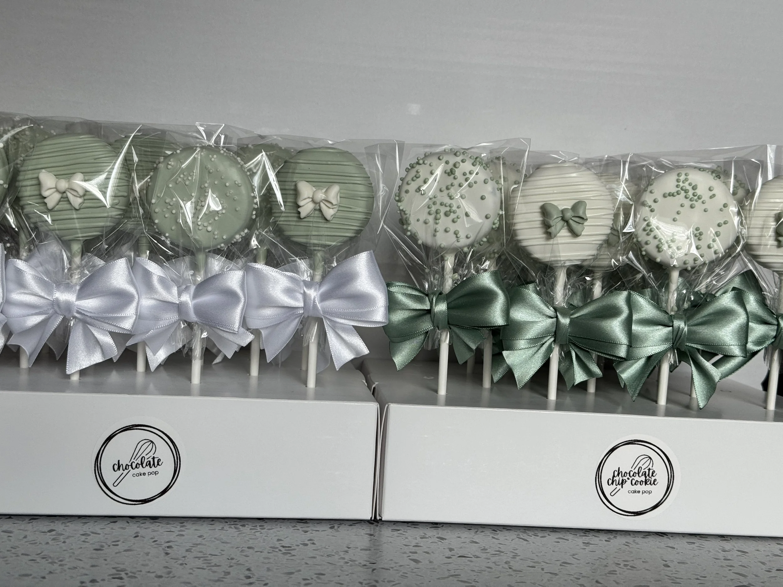 fancy level, display stand + silk bows + individually wrapped