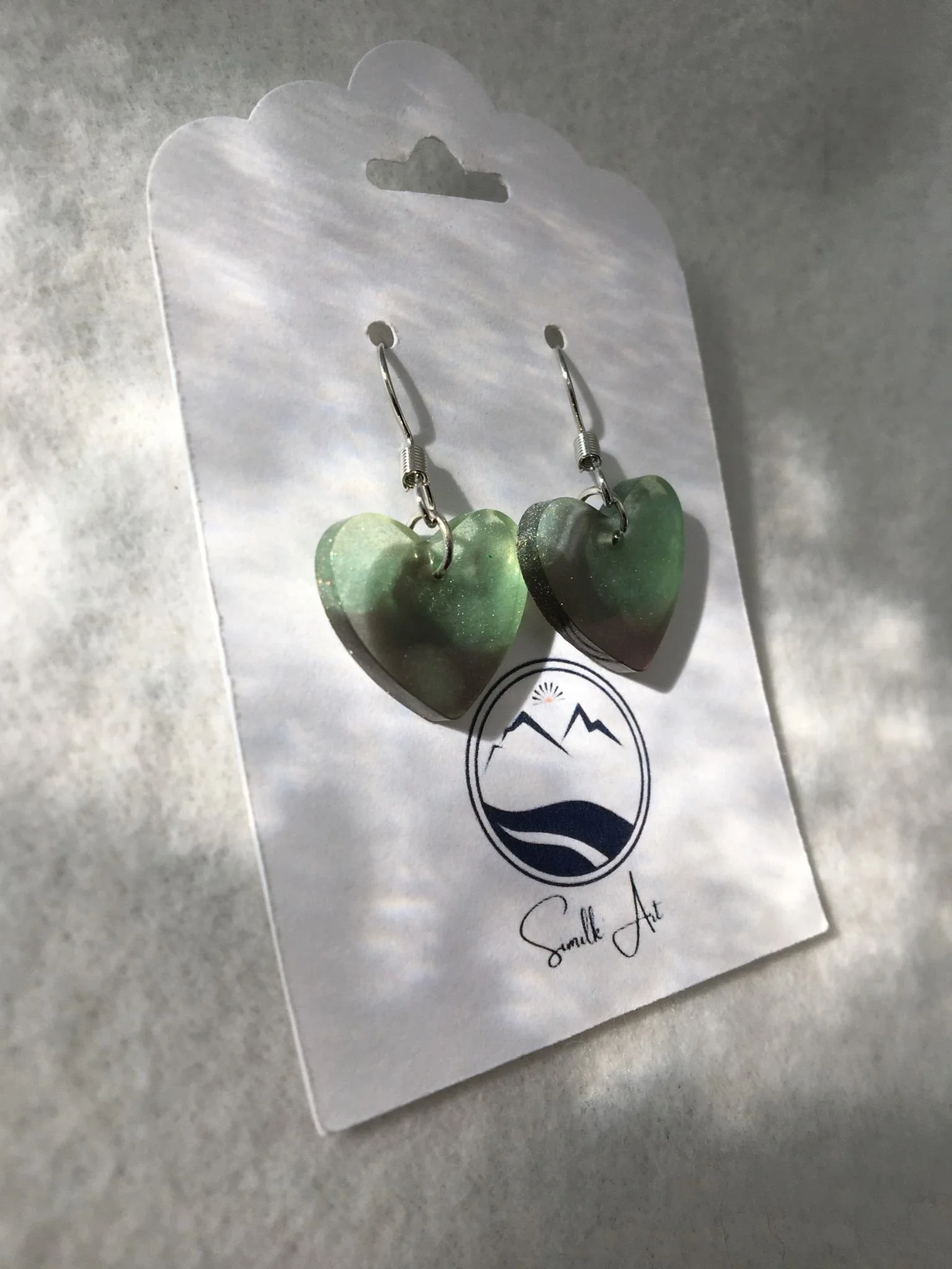 Green Heart Earrings