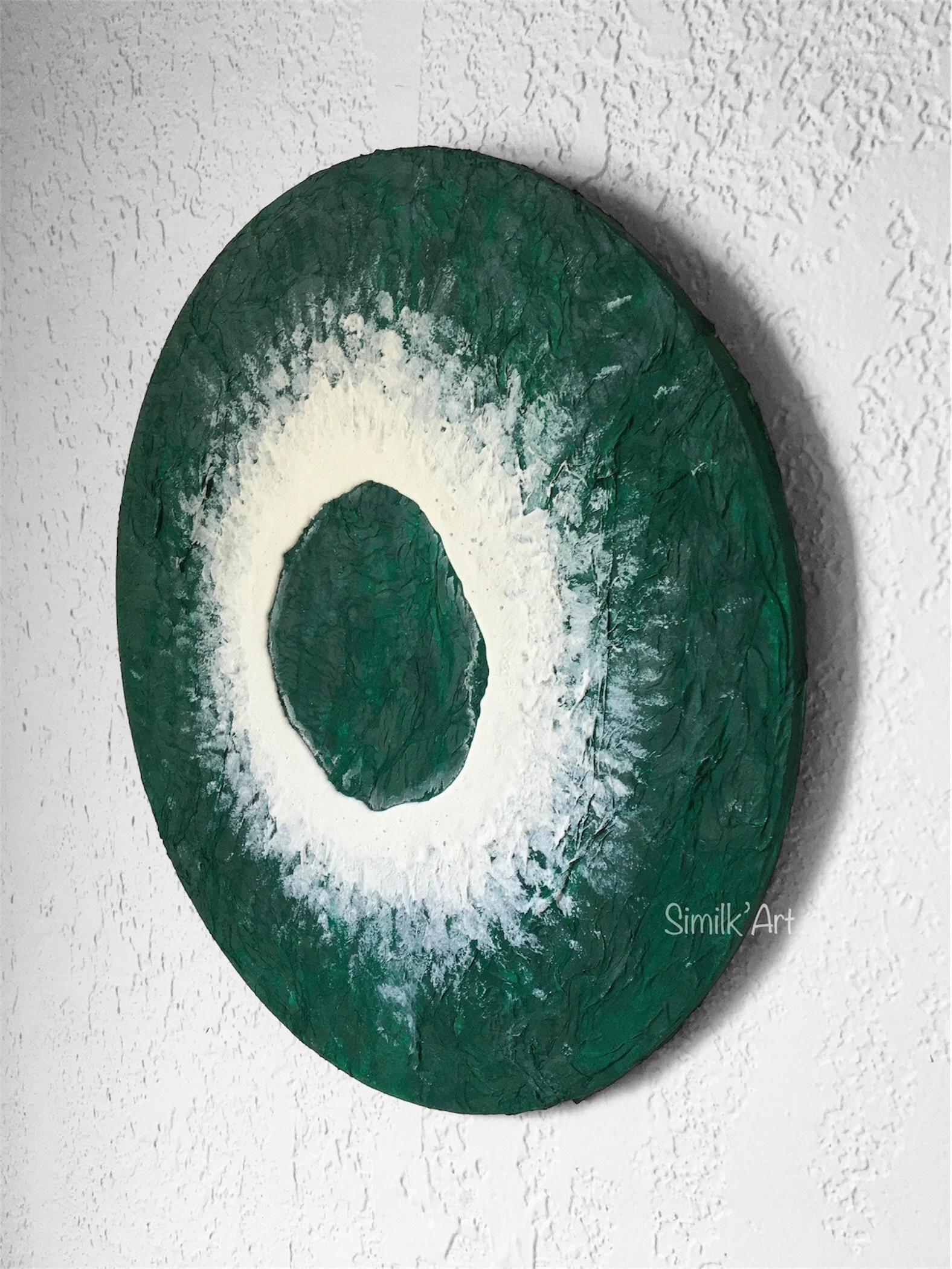 Round Green Mixed Media Abstract piece