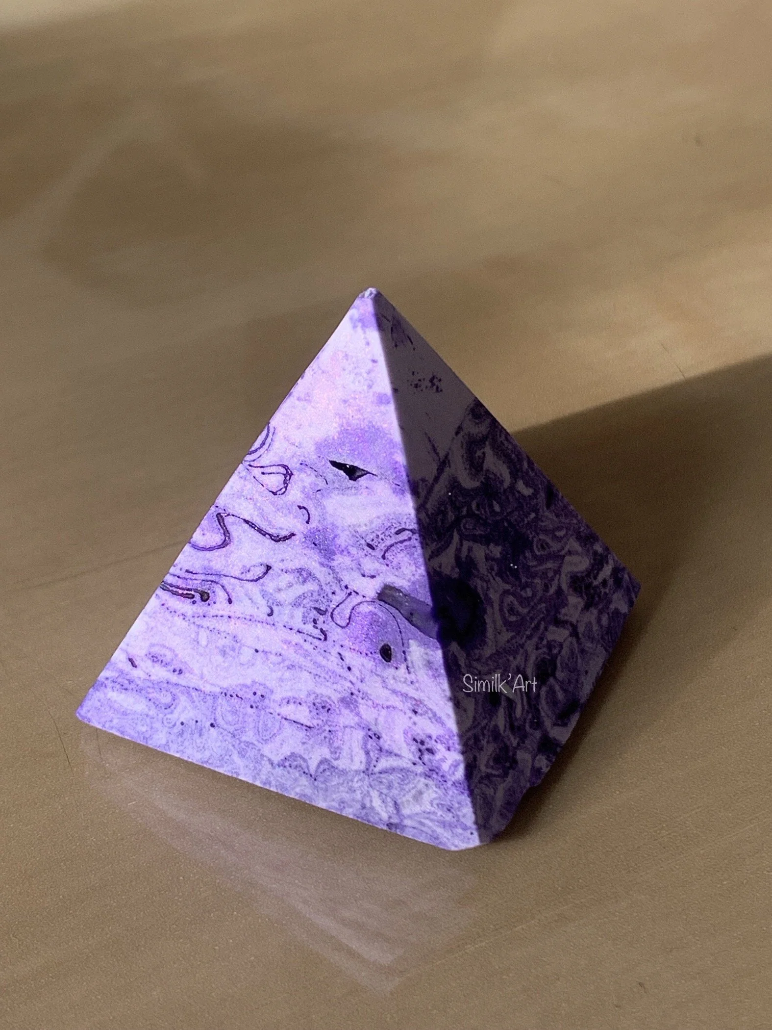 Purple Pyramid made of Jesmonite