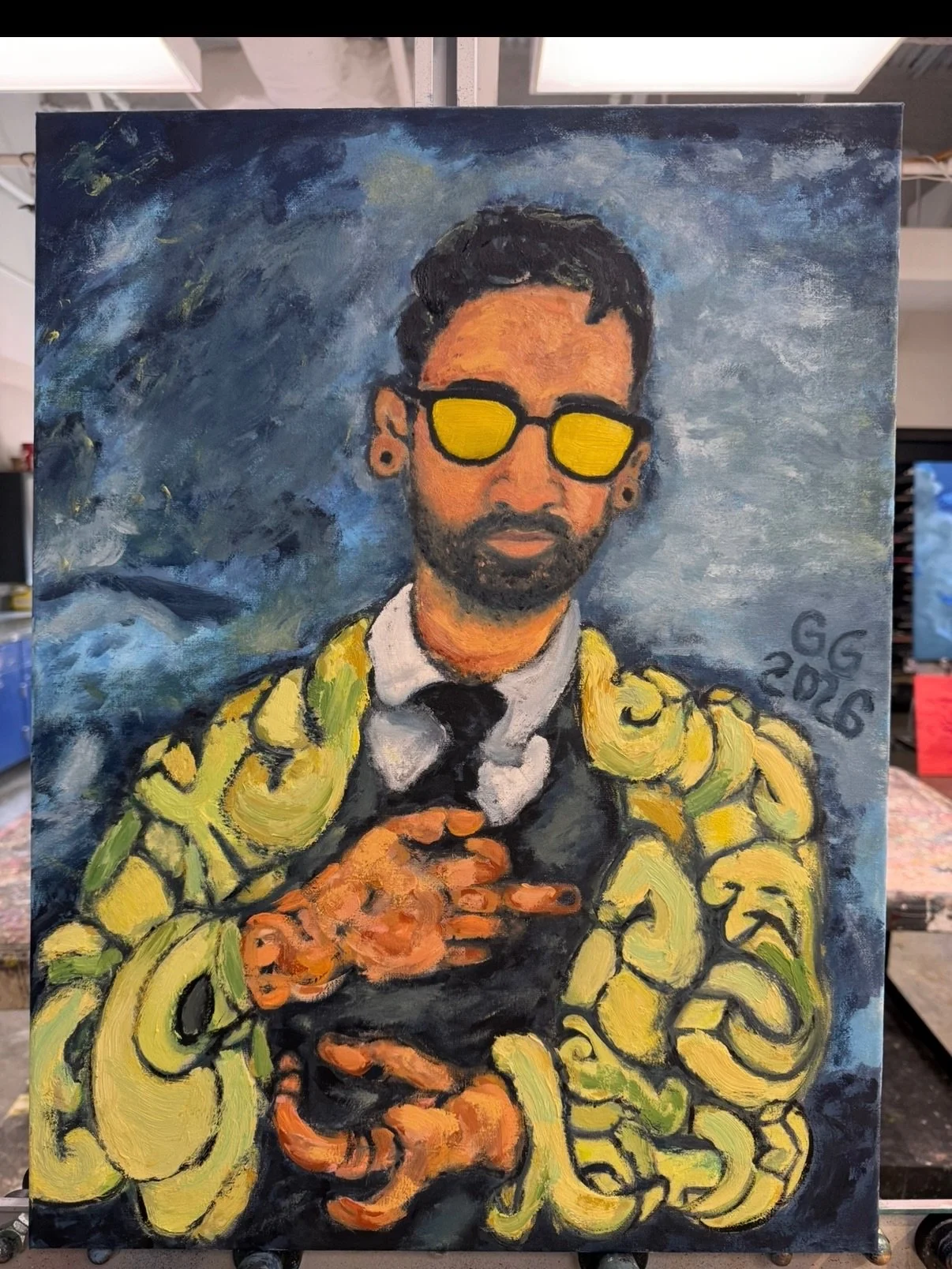 Painting #2 - Masterpiece Self Portrait. Painting is fun:) for this one I chose to recreate myself in the form of Oskar Kokoschka&rsquo;s 1917 self portrait. It&rsquo;s hard trying to paint like someone else. I tried, but had to put a little me in it