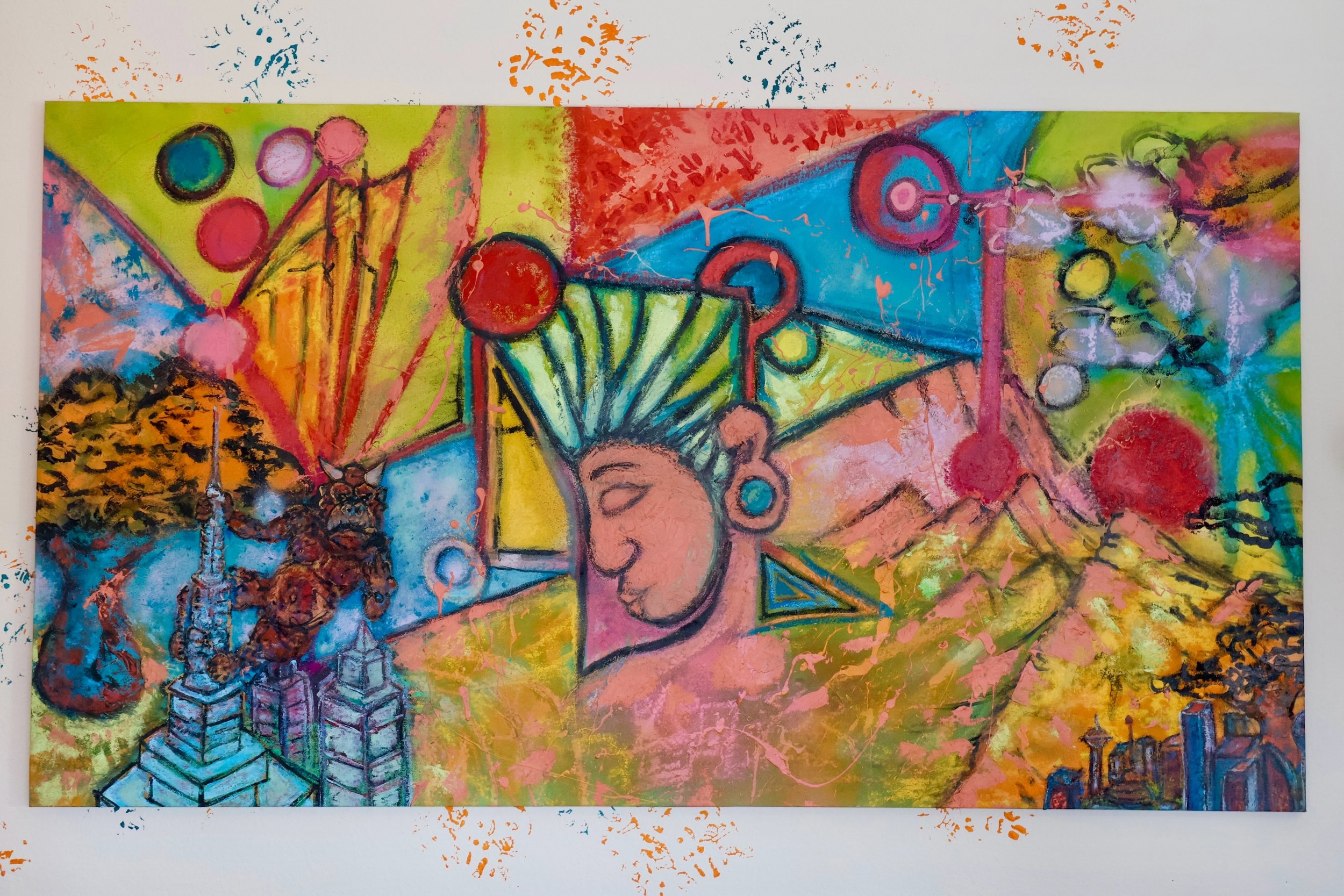 I finished this one a while ago. Finally worked up the courage to post it. One of my first real paintings, on a canvas I made myself&hellip; wrong I might add. Always a few steps ahead of myself. 60x33 inches. Spray paint, acrylic, oil paint and past