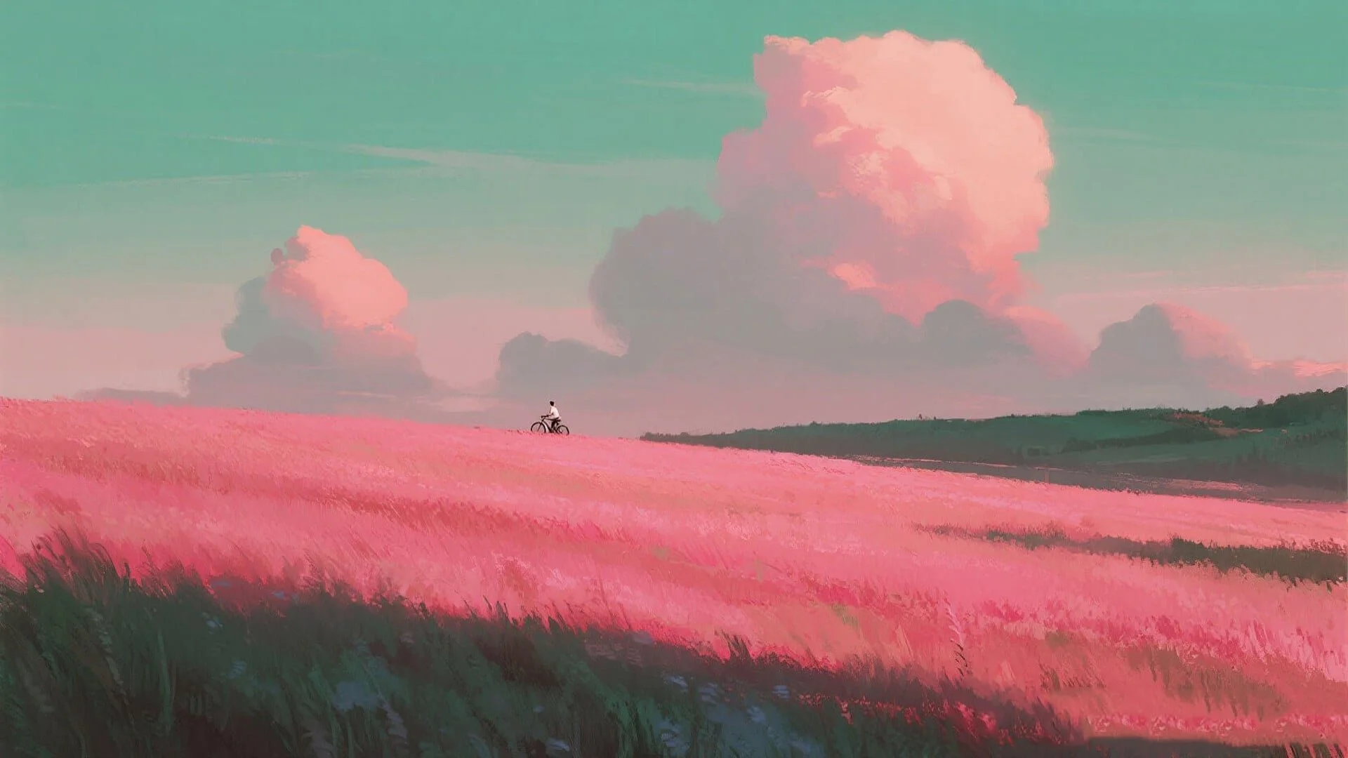 Clouds over a red field
