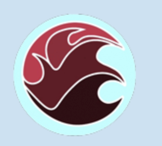A stylized illustration of a bird's head in white and maroon, inside a light blue circle with a darker blue border.