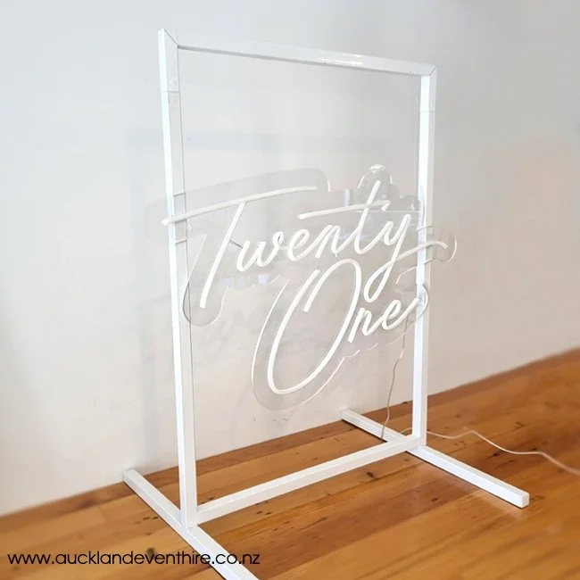 21st Birthday white LED Neon Sign Hire