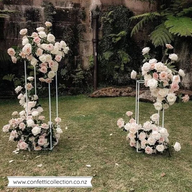 Large White Metal Frame Stands